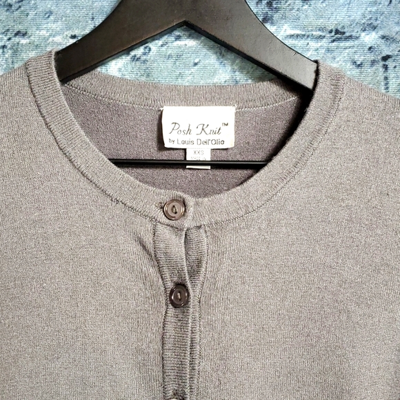 Posh Knit by Loius Dell'Olio | Gypsy Boho Prairiecore Gray Cardigan Sweater - Picture 3 of 9